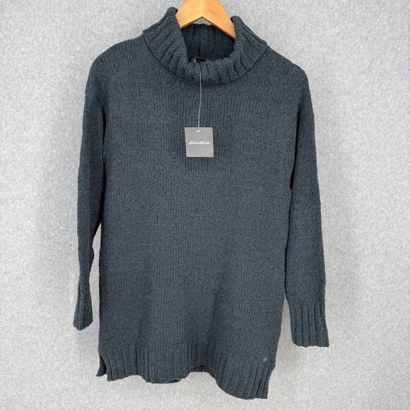 Eddie Bauer Womens Lounge Around Turtlene Sweater Size M Storm Gray Knit NEW - Picture 1 of 12
